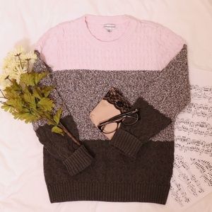 Croft and Barrow Cable Knit Colorblock Pink Sweater